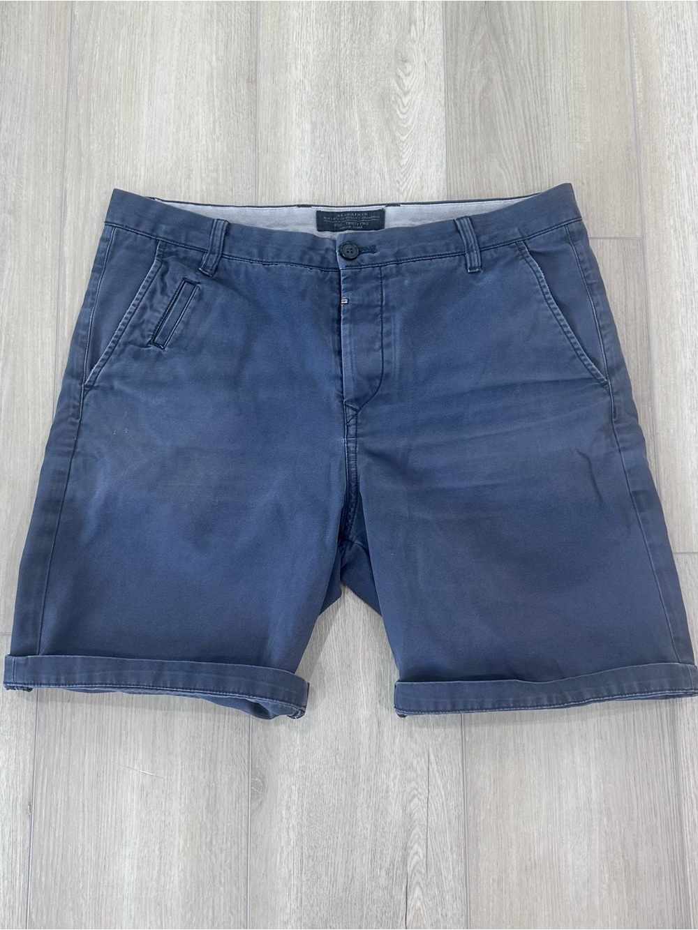 All Saint men’s mitre deck shorts chino navy blue size 32